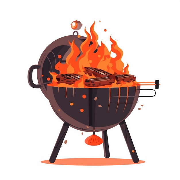 Vettore cibo barbecue barbecue barbecue picnic grill vettore cucina festa bistecca carne all'aperto illustra