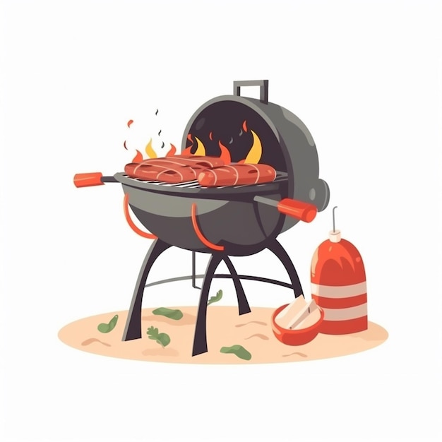 food barbecue bbq barbeque picnic grill vector cooking party steak outdoor meat illustra