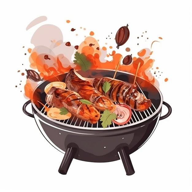 Еда барбекю пикник гриль вектор приготовление пищи вечеринка стейк на открытом воздухе иллюстрация мяса