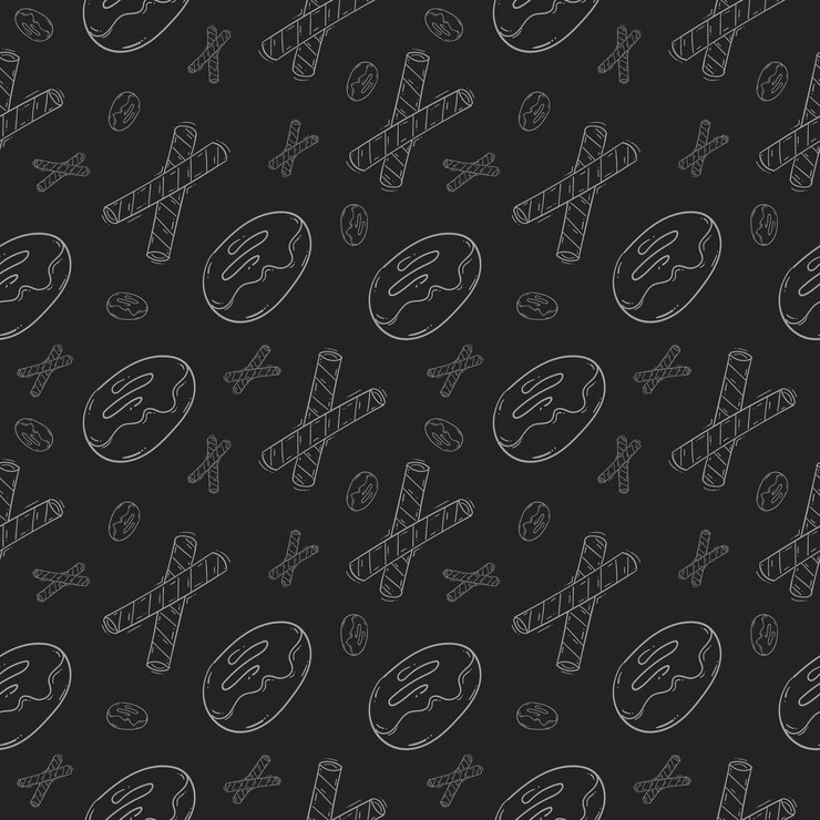 Vector food and beverage seamless pattern in hand drawn style pattern background