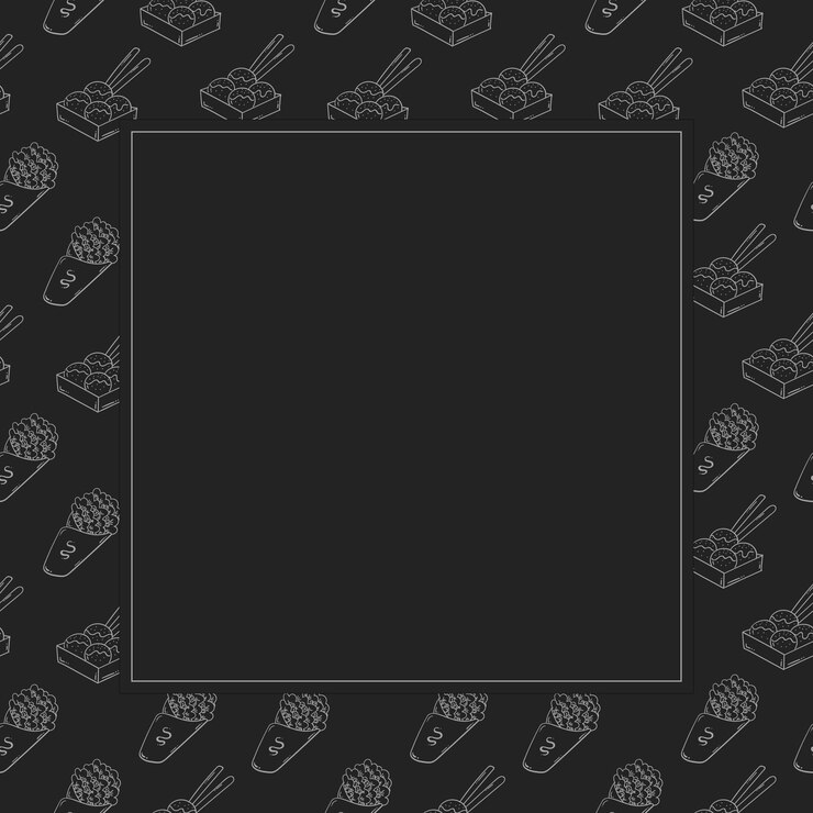 Vector food and beverage square frame in doodle style frame background
