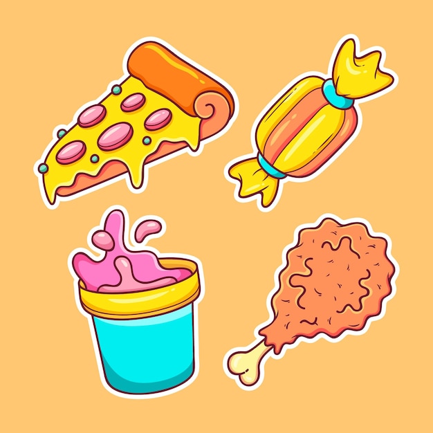 Food And Beverage Sticker Hand Drawn Coloring