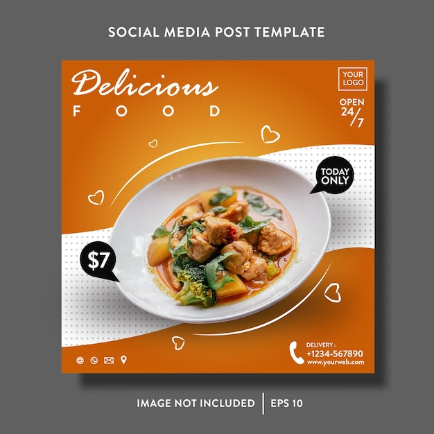 Vector food and beverages promotion sale social media post or flyer template
