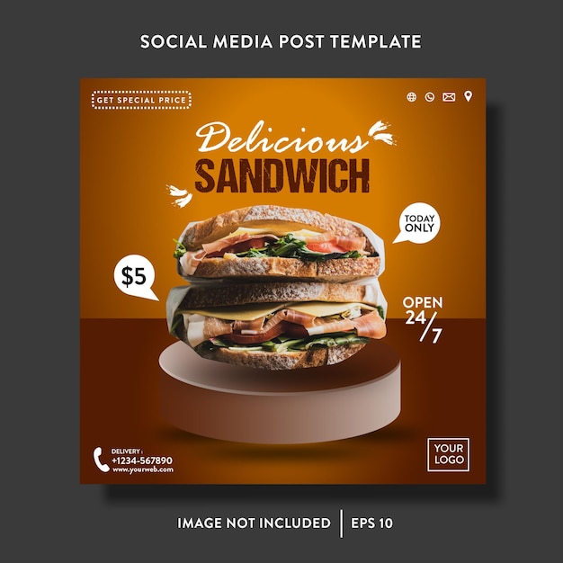 Vector food and beverages promotion sale social media post or flyer template