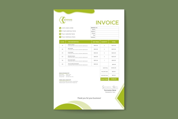 Food bill quotation invoice template