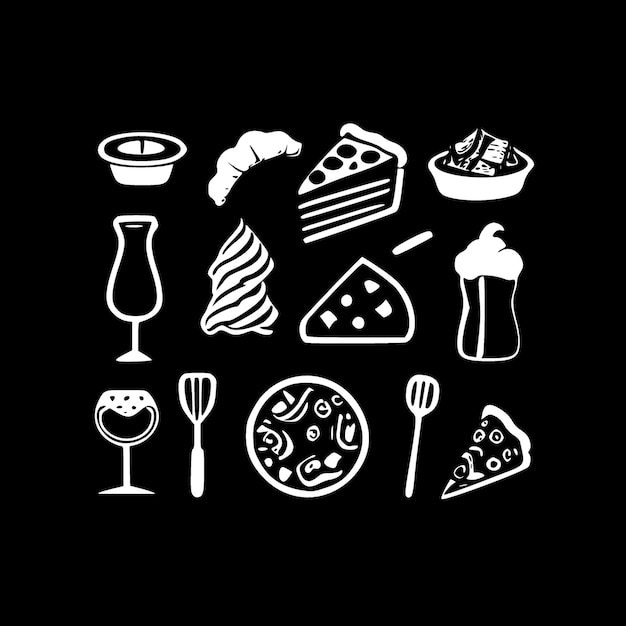 Illustrazione vettoriale dell'icona isolata in bianco e nero del cibo