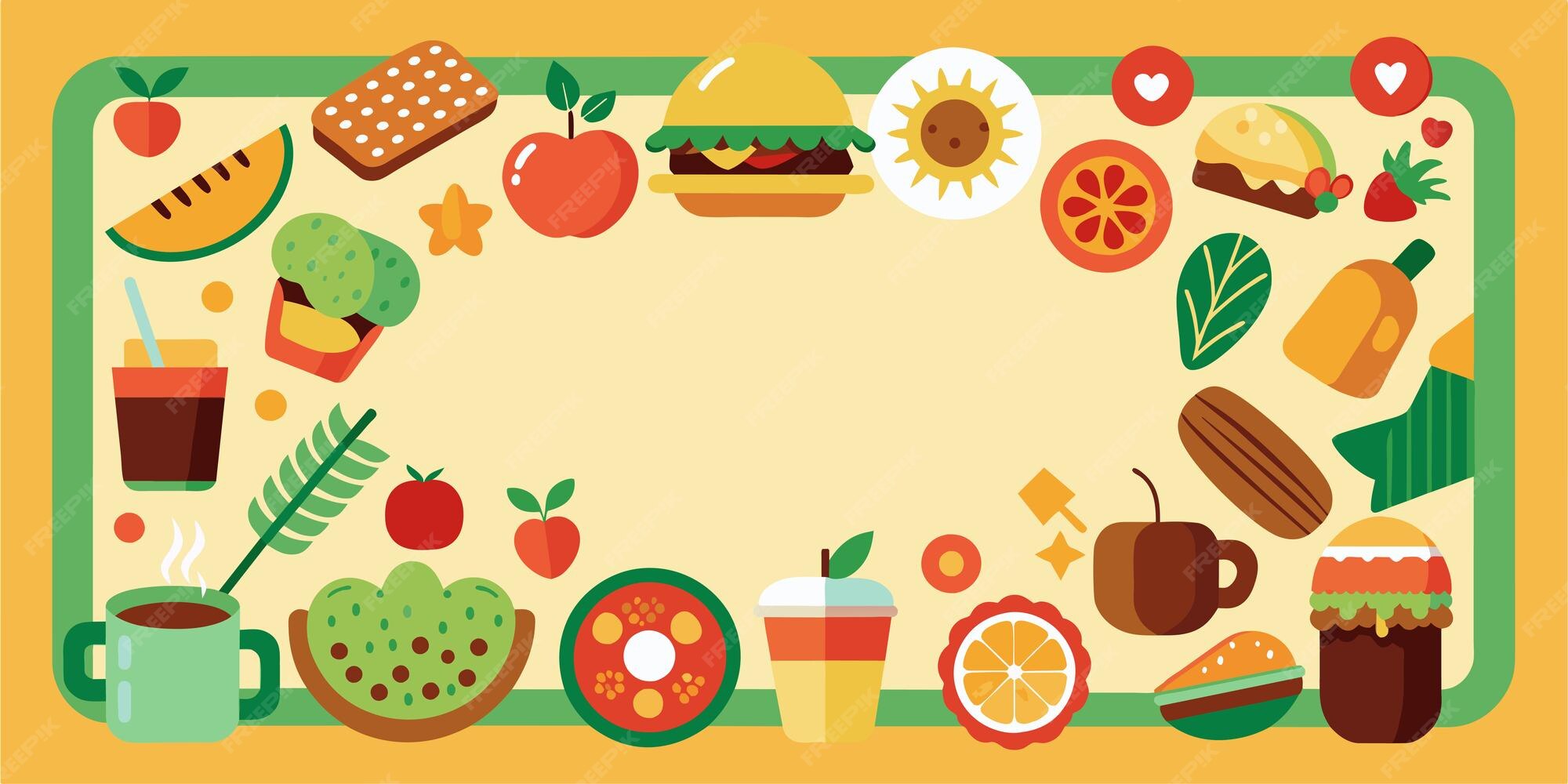 Premium Vector | Food Border Pattern Illustration