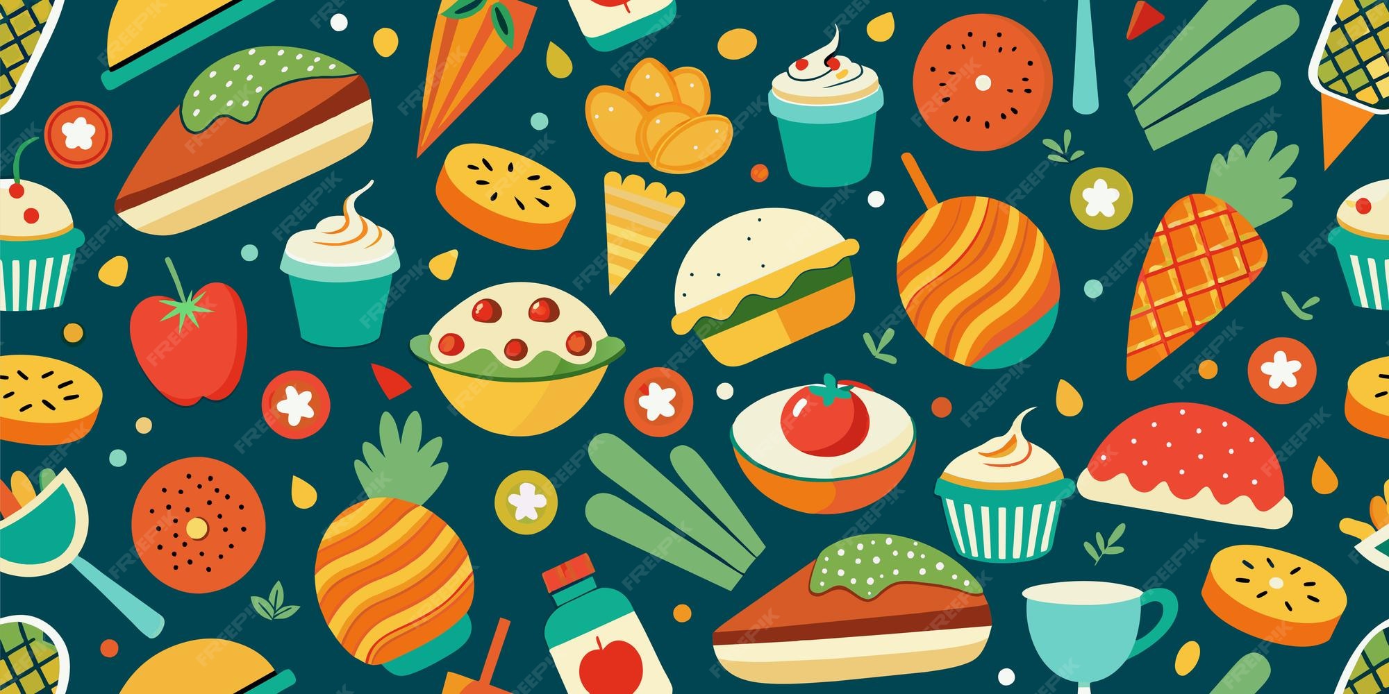 Premium Vector | Food Border Pattern Illustration