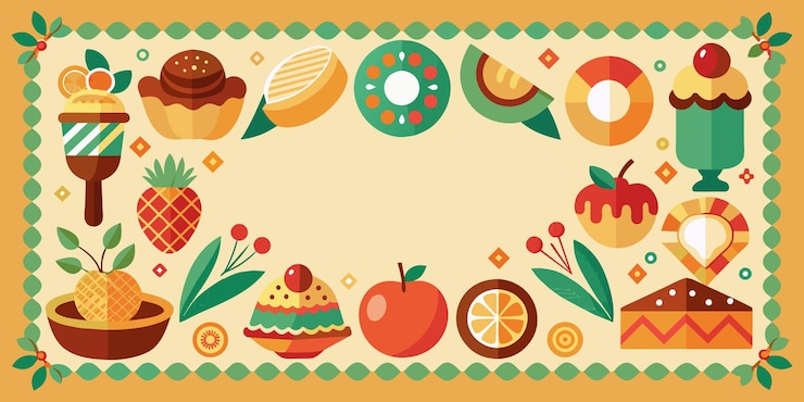Premium Vector | Food Border Pattern Illustration