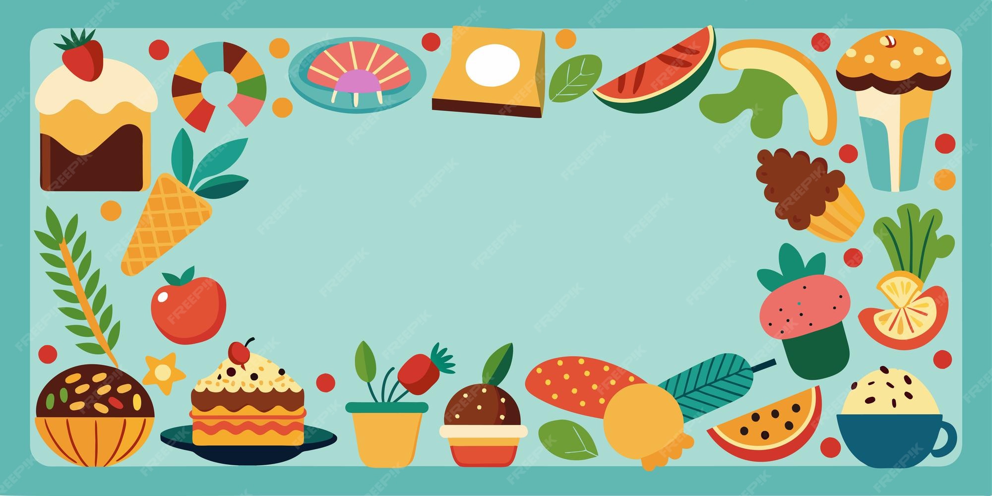 Premium Vector | Food Border Pattern Illustration