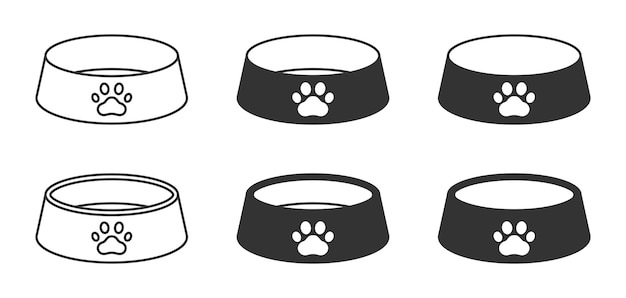 Food bowl icon set Vector illustration