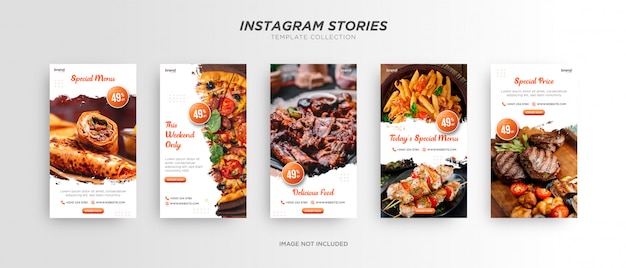 Vector food brush social media instagram story minimalist template