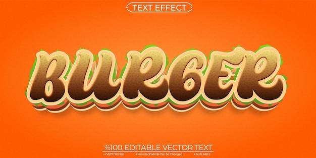 Food Burger Editable and Scalable Vector Text Effect