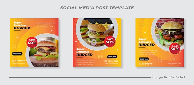 Food burger social media instagram post banner template