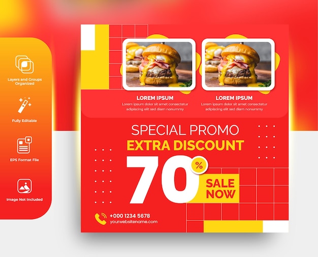 Food burger speciale promo extra korting social media banner postsjabloon