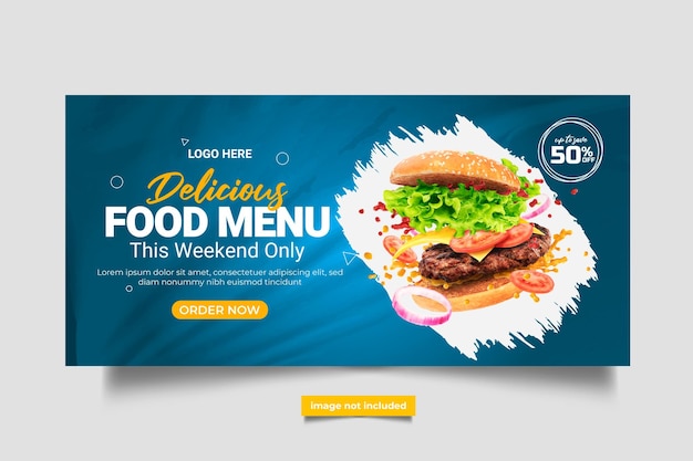 Vector food business promotion web banner template designfast food restaurant menu social media marketing