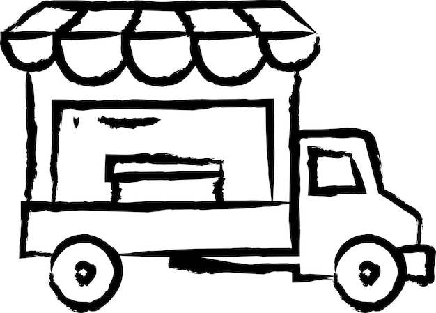 Illustrazione vettoriale disegnata a mano di food car