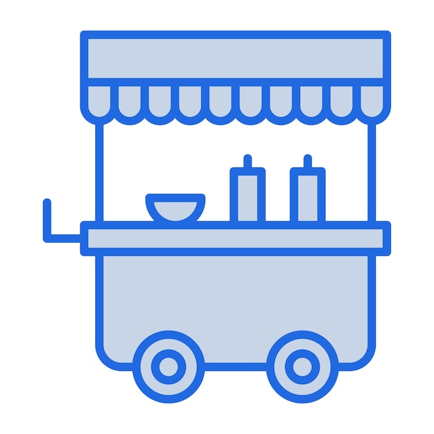 Vector food cart blue tone illustration