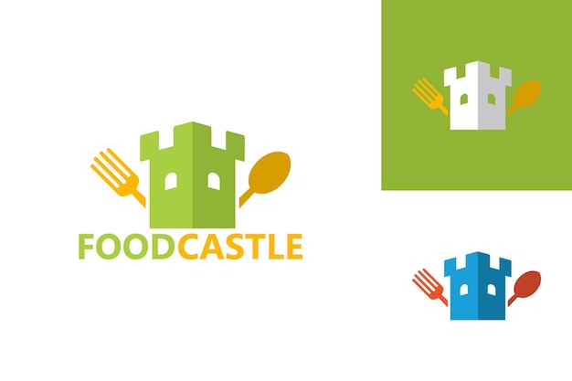 Food castle logo template design vector, emblem, design concept, creative symbol, icon