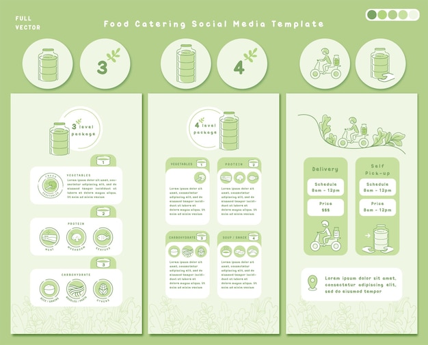 Vector food catering social media template in green