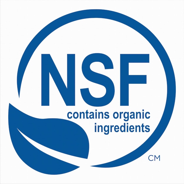 Food Certification Logo NSF ANSI 305 Contains Organic Ingredients Blue