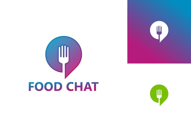 Food Chat Logo Template Design Vector, Emblem, Design Concept, Creative Symbol, Icon