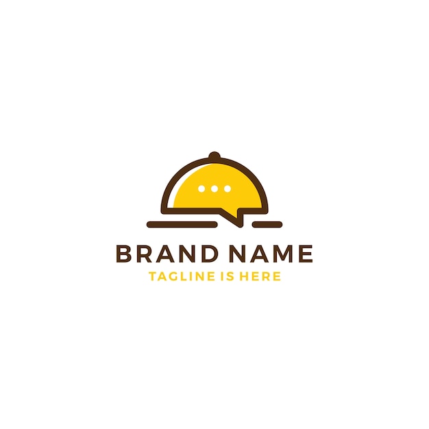 food chat talk bubble restaurant social media logo template vector icon illustration