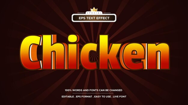 Vector food chicken text effect editable