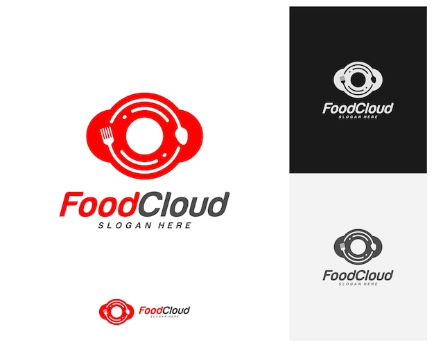 음식 구름 로고 디자인 벡터 음식 로고 템플릿 레스토랑 푸드 코트 카페 로고 개념 아이콘 기호 그림