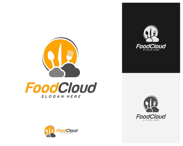 Вектор дизайна логотипа food cloud шаблон логотипа еды ресторан фуд-корт концепция логотипа кафе значок символ иллюстрация