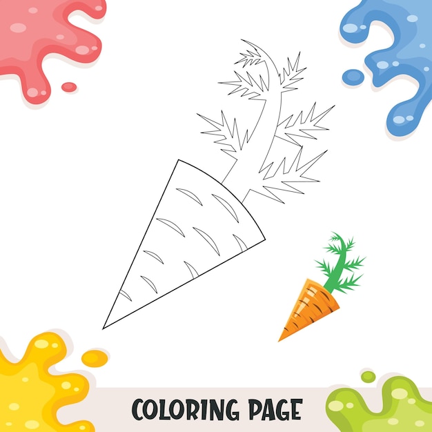 Food coloring book for kids with carrot illustration