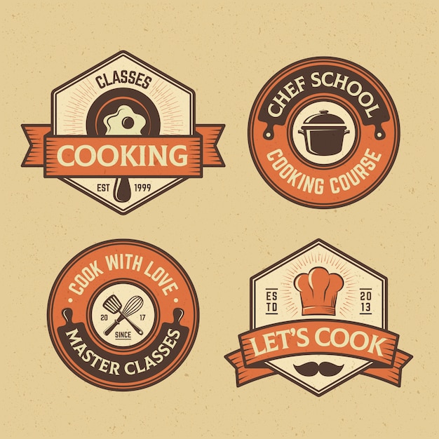 Vector food and cook badge collection