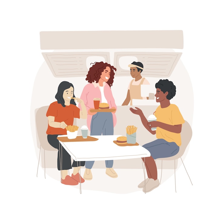 Vector food court isolated cartoon vector illustration
