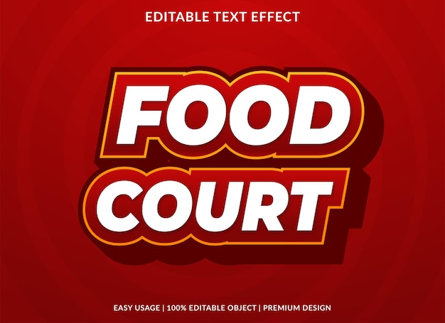 Food court text effect editable template premium vector