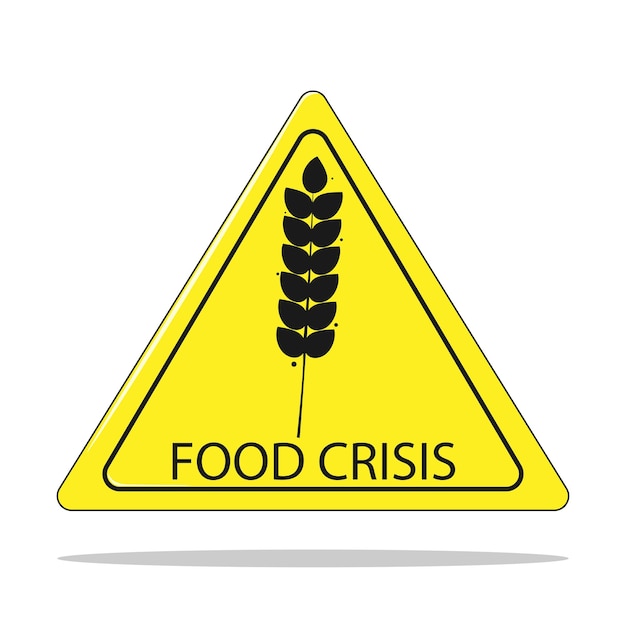 식량 위기 노란색 기호는 글로벌 식량 위기를 경고합니다 밀 글로벌 기아 벡터 일러스트 레이션