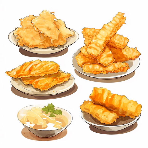 Food cuisine shrimp tempura vector asian illustration japan japanese restaurant meal trad