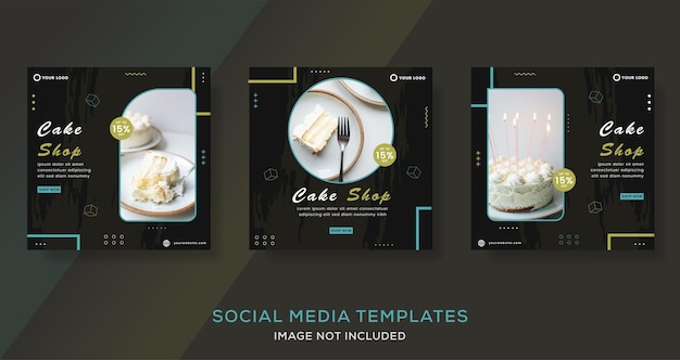 Vector food culinary banner for cake shop template post premium