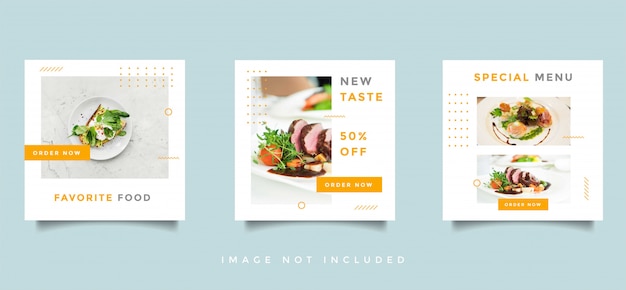 Vector food and culinary social media feed post promotion design vector collection