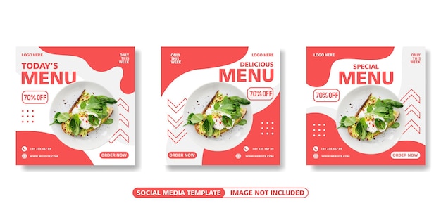 Modello di banner post feed di instagram per social media alimentari e culinari
