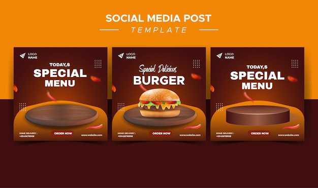 Modelli di marketing sui social media alimentari o culinari.