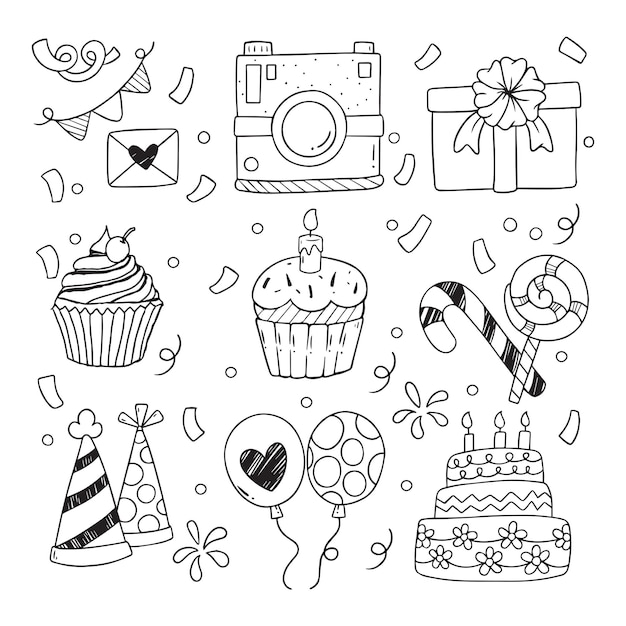 Vettore food cupcake muffin cake doodle disegno illustrazione vettore