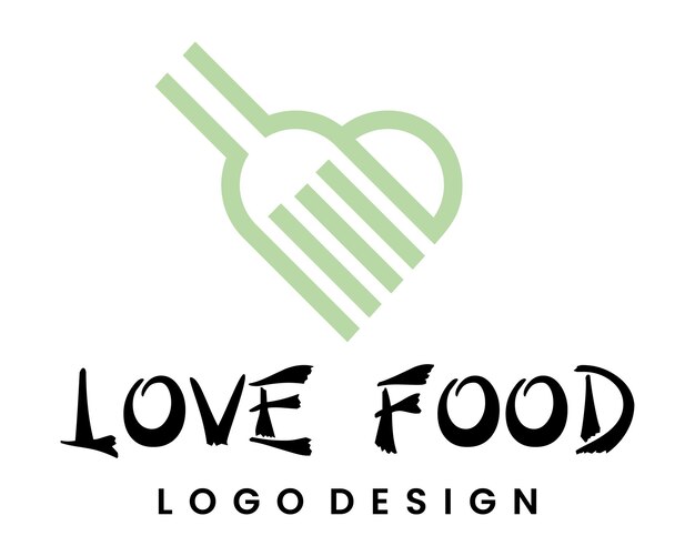 Vettore simbolo delle posate alimentari e disegno del logo dell'icona del cuore