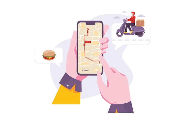 配達員サービスを追跡するフードデリバリーアプリ