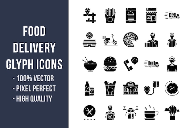 Food Delivery Glyph Icons