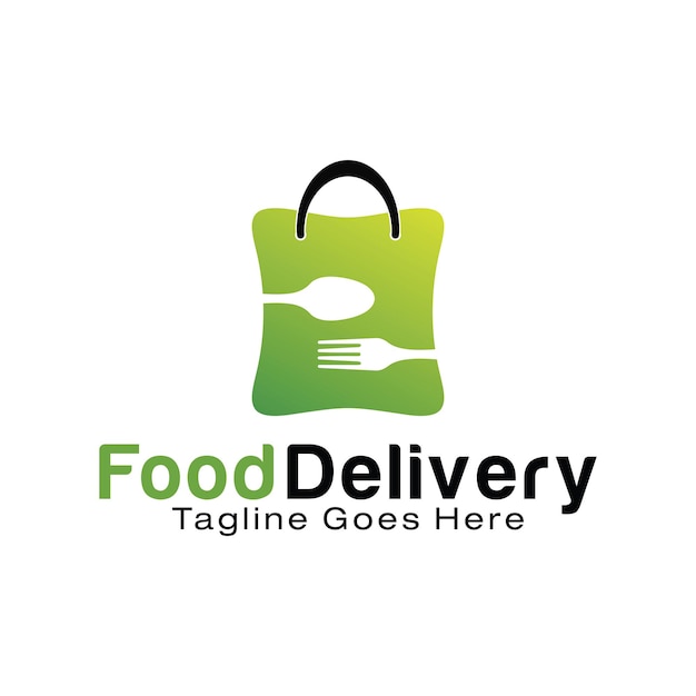 Vettore modello di progettazione del logo di consegna cibo