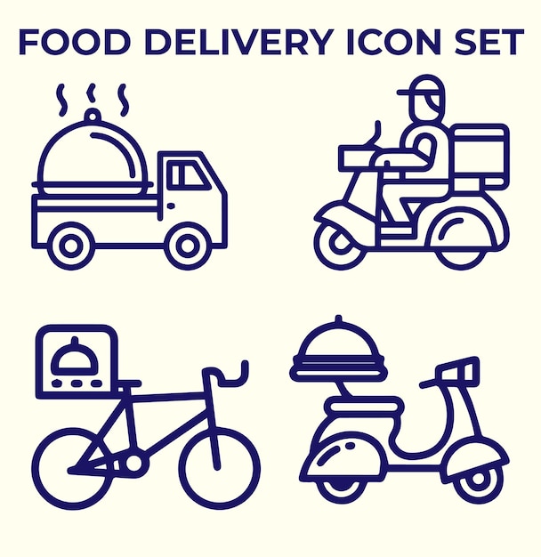 Vector food delivery logo or icon set vector