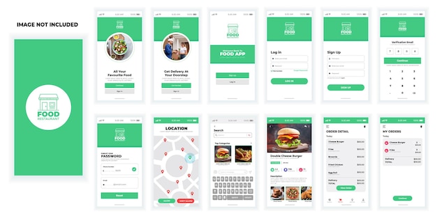 Vector food delivery mobile app ui design kit