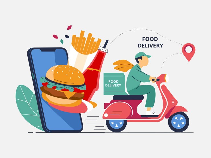 Vector food delivery online concept vector