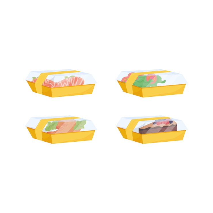 Vector food delivery, ready-to-eat meals