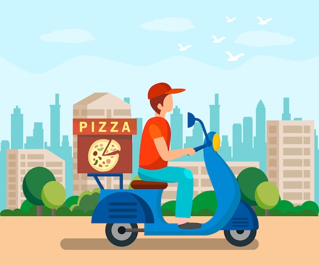 Food delivery service flat vector illustration